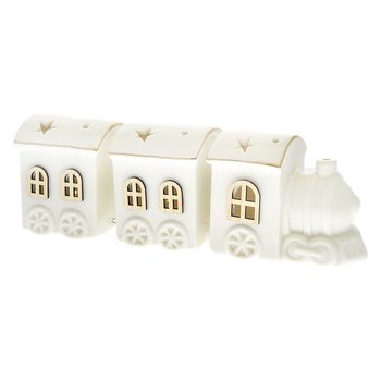 Vláček Onyx bílý, LED svítící, 24x7x8 cm, porcelán